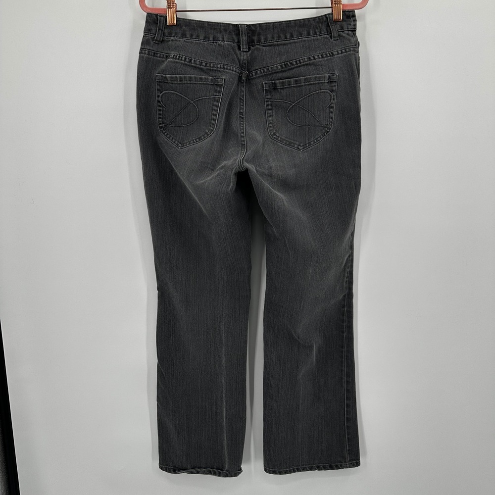 Chicos Platinum Jeans Womens Sz Medium Regular‎ Faded Black Straight Leg Stretch - Picture 5 of 9